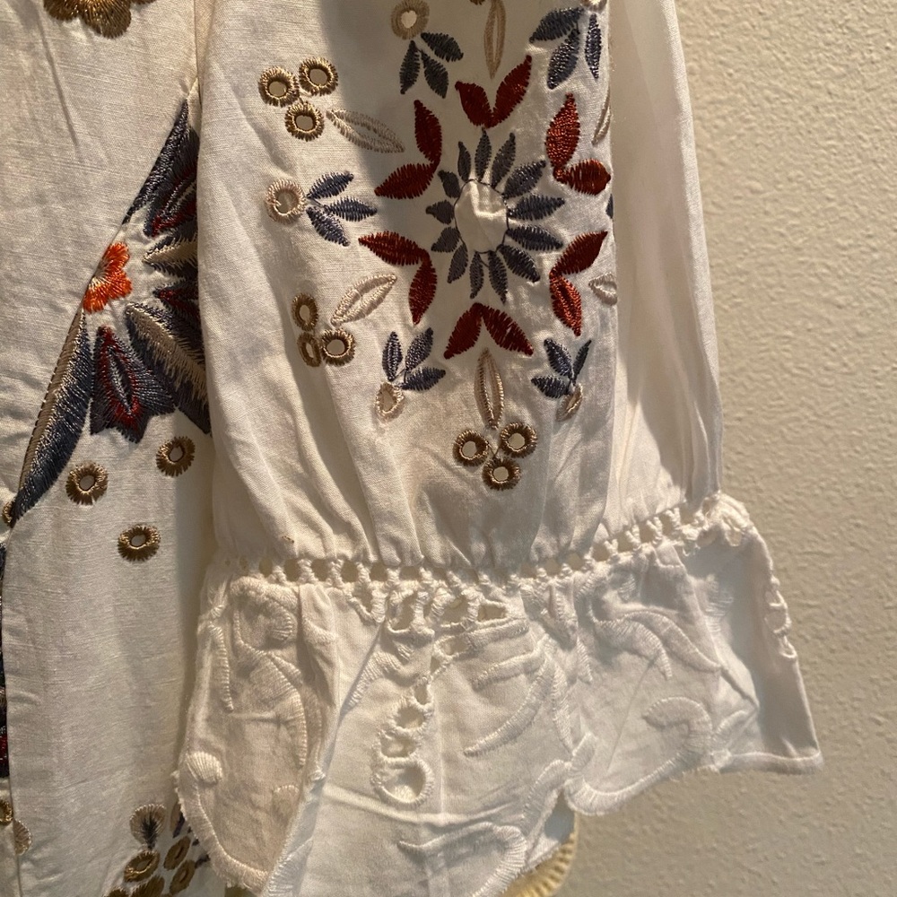 French connection size 2 Sz S BITON embroidered cotton mini summer white multi - Picture 7 of 11